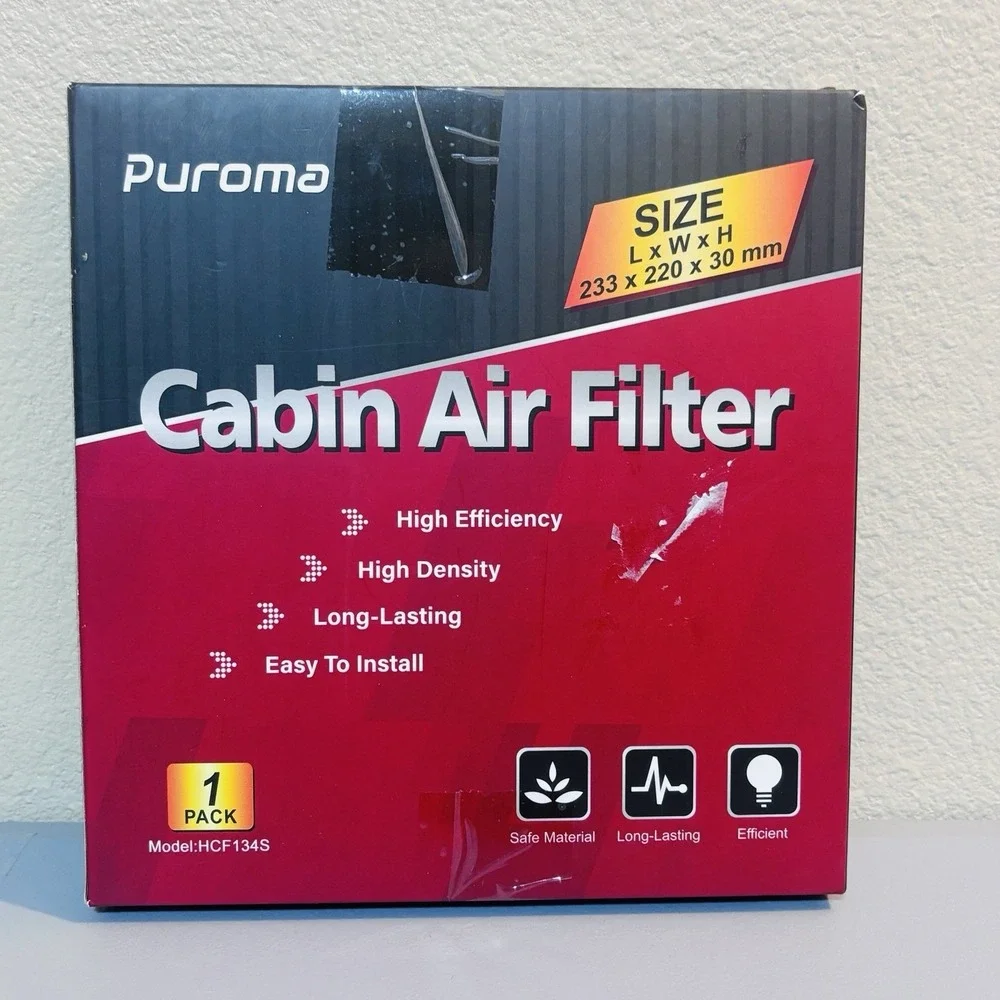 Puroma Cabin Air Filter-Size: 233 x‎ 220 x 30 mm-Model HCF134S New in Box